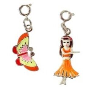 GYMBOREE TROPICAL PARADISE set 2 Bracelet Charms Butterfly Hula Girl NEW